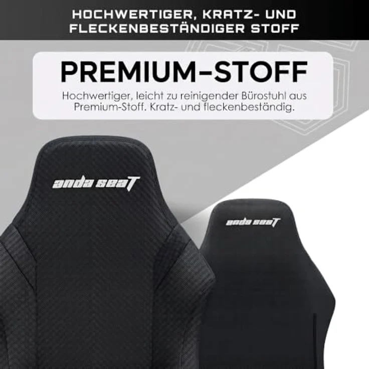 Anda Seat Luna Ergonomischer Gaming Stuhl - Großer Gamerstuhle für Erwachsene mit Lendenwirbelstütze, Gaming Sessel aus Leinenstoff, Nacken- und Rückenstütze, Schwarzer Gamer Stuhl – Bild 6