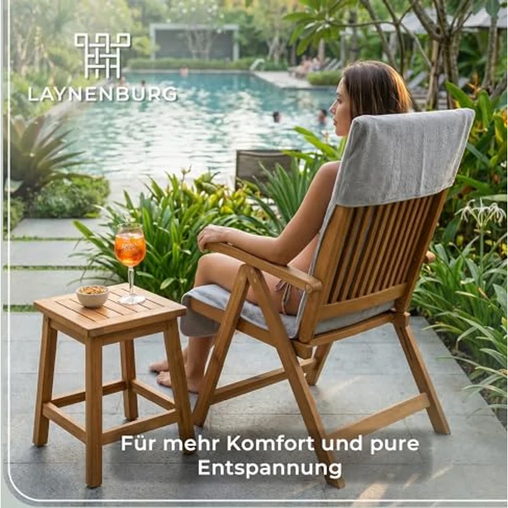 Laynenburg Handtuch Frottee Schonbezug Gartenstuhl, Baumwolle (2-St), Handtuch-Bezug Hochlehner - Stuhl-Bezug mit Umschlag für Campingstuhl – Bild 8