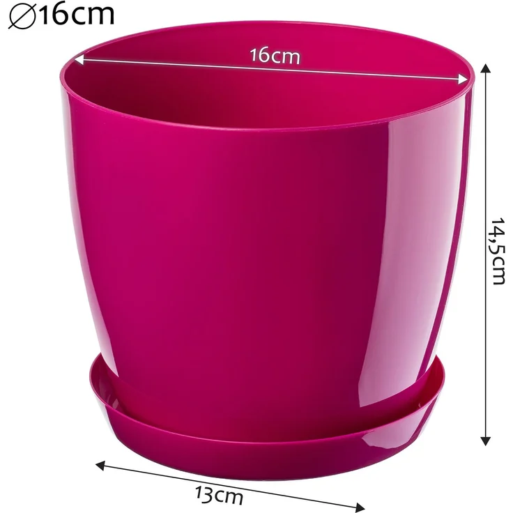 KADAX Blumentopf mit Ständer, Kunststoffabdeckung, Blumentopf, 16 cm, Rosa, für Blumen – Bild 2