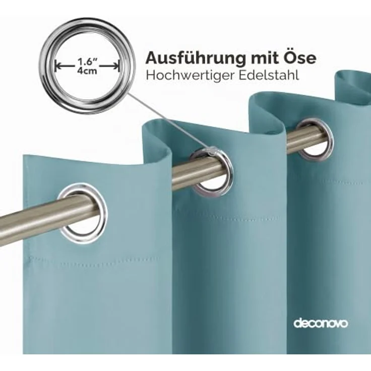 Deconovo Blickdichte Gardinen mit Ösen Verdunklung Thermovorhang Himmelblau | 1 Stück, H240 x B140 cm, Ösenschal, Kälteschutz und Hitzeschutz, Abdunkelnd, Sichtschutz für Schlafzimmer, Blackout Curtain – Bild 6