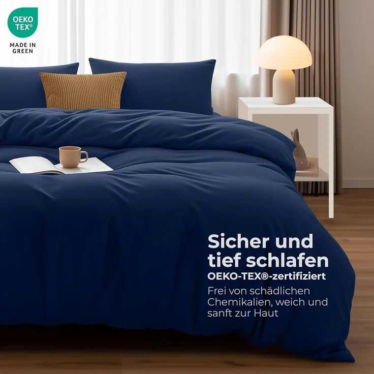 Utopia Bedding Bettwäsche 200x200 Set - Mikrofaser Bettbezug 200x200 cm + 2 Kissenbezüge 50x75 cm - Marineblau – Bild 2
