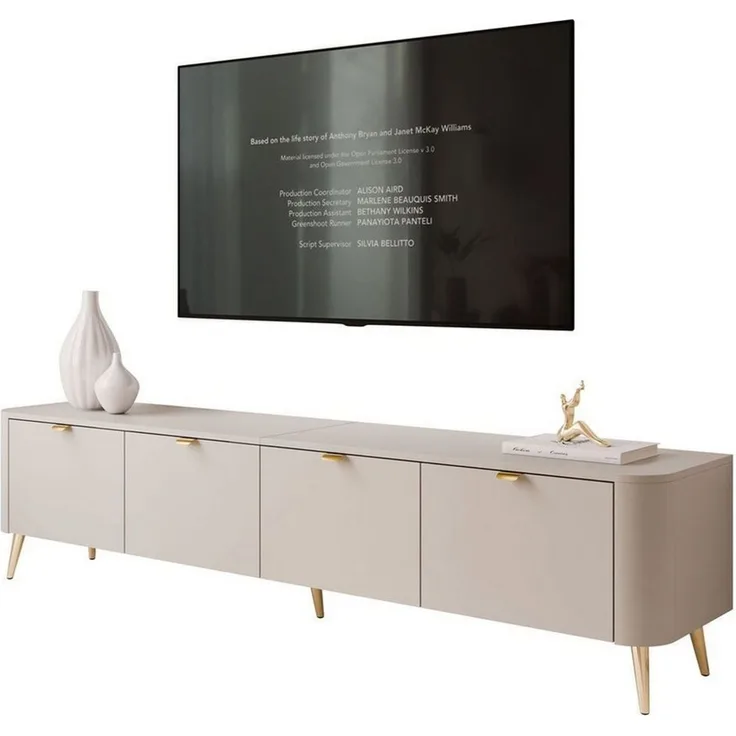 Lookway TV-Schrank CELESTE 200 cm mit Beleuchtung auf Füßen (2x TV-Schrank, mit LED Beleuchtung) 200x40x46,5 cm