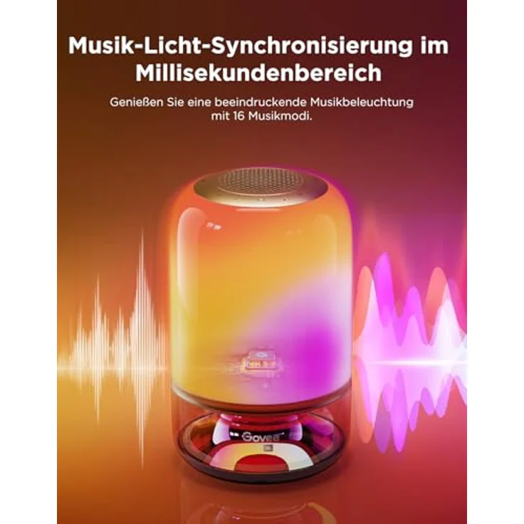 Govee Table Lamp 2 Pro x JBL, Kabellose Smart Tischlampe mit Lautsprecher, Musik Licht-Synchronisation, 210 RGBIC LED-Perlen, 5200 mAh Akku, 100+ Szenenmodi, Matter-Kompatibel, DIY anpassbar – Bild 3