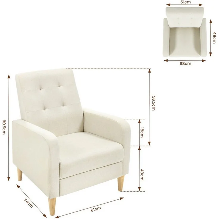 Woltu Ohrensessel (1-St), Relaxsessel mit Massivholzbeinen, Loungesessel modern – Bild 3