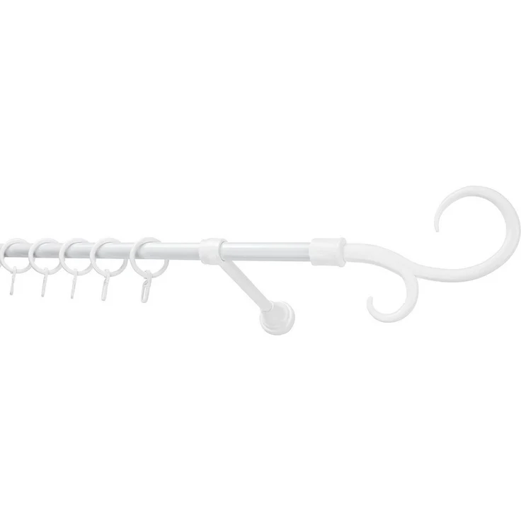 Hexim Gardinenstange, Vorhangstange Ø 16mm inkl. Gardinenringe mit Haken, Metall & Kunststoff (weiß, Kringel) Gardienenstange Vorhang Stangen 2m curtain rod – Bild 1