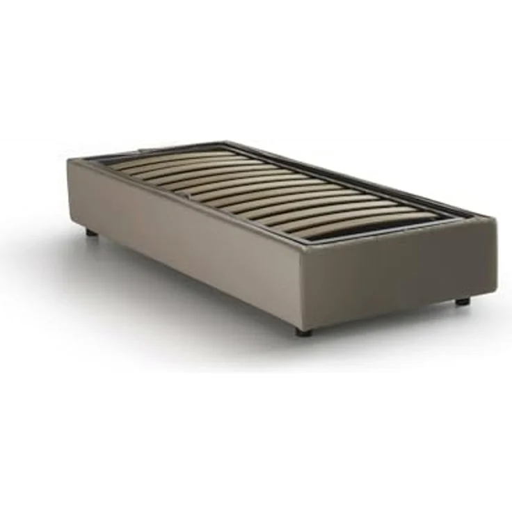 Talamo Italia - Einzelbett Valentina, Containerbett mit Stoffbespannung, 100% Made in Italy, Frontöffnung, inklusive Matratze Cm 90x200, Turteltaube – Bild 5