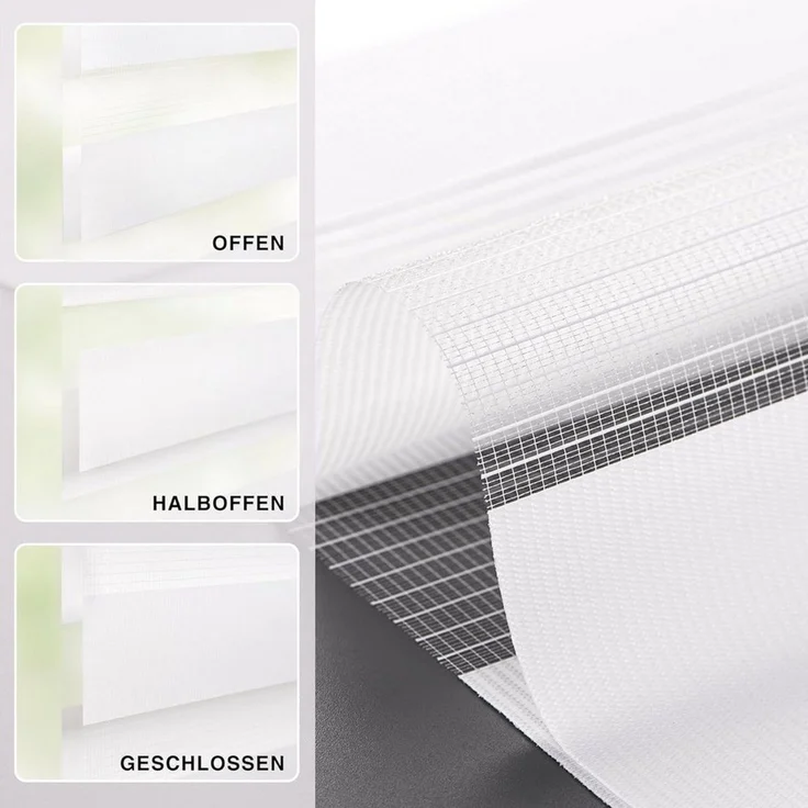 Doppelrollo Premium Doppelrollo / Duo Rollo, 85 x 175 cm, weiß, Victoria M, blickdicht, ohne Bohren, freihängend, verschraubt, Lichtdurchlässig und verdunkelnd mit Kettenzug Wand- o. Deckenmontage – Bild 4