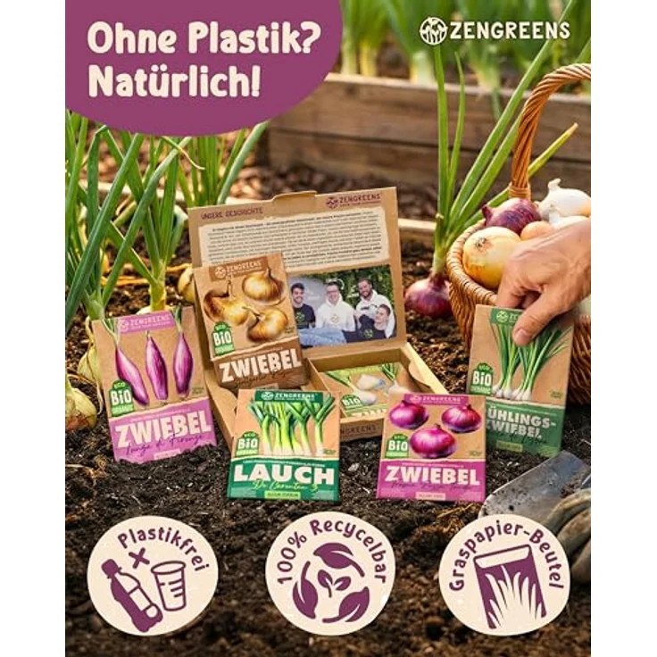 ZenGreens® - Bio Zwiebel- & Lauchsamen im 6er Set - 6 Zwiebel- & Lauch Samen für den einfachen Anbau im Garten, Balkon oder Hochbeet - Pflanzensamen - Saatgut – Bild 5