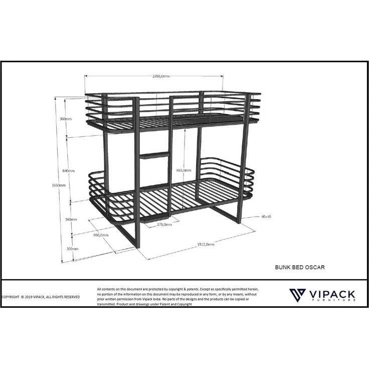 Etagenbett Karolin 205x99x166 Hochbett Metall Schwarz – Bild 6