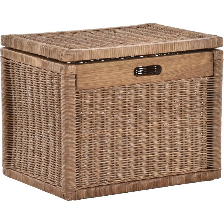 Krines Home Aufbewahrungskorb Hoher Korb mit Deckel Rattan geflochten Regalkorb Aufbewahrungsbox – Bild 1