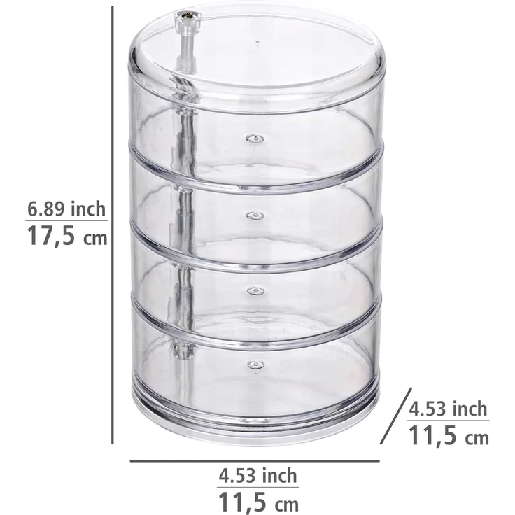 WENKO Badorganizer Tower, Kosmetik-Aufbewahrung mit 4 Fächern, transparent – Bild 4