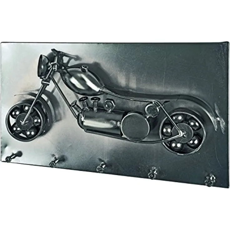 Schlüsselbrett Schlüsselboard 35x20cm Motorbike Motorrad anthrazit Metall 5Haken