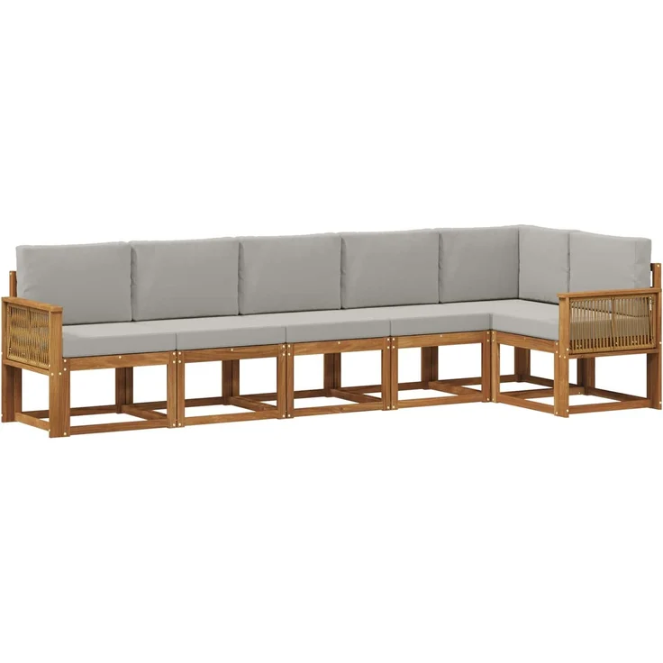 vidaXL Outdoor-Sofagarnitur 6 stk. 6-Sitzer Natur und Hellgrau 3385257 – Bild 2