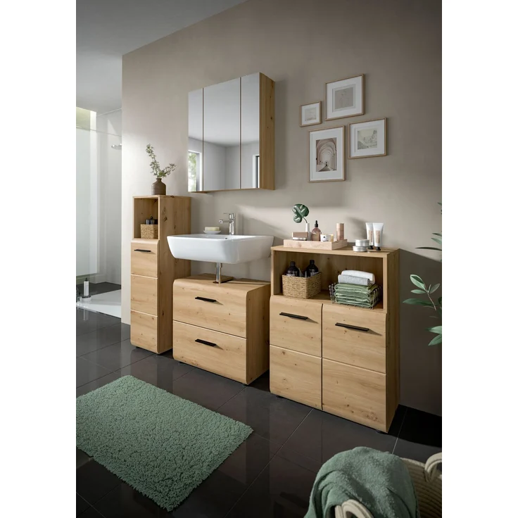 Badkombination (B/H/T: 135x185x30 cm) in Artisan Oak Nachbildung und Artisan Oak Nachbildung – Bild 5