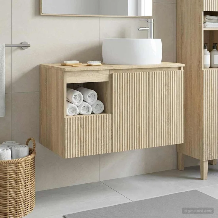 vidaXL Badezimmerschrank-Set 2 stk. Sonoma-Eiche 79,5 x 44,5 x 80 cm 3404096 – Bild 1