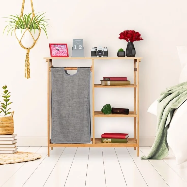 Bambus Badregal mit Wäschekorb – Bild 5
