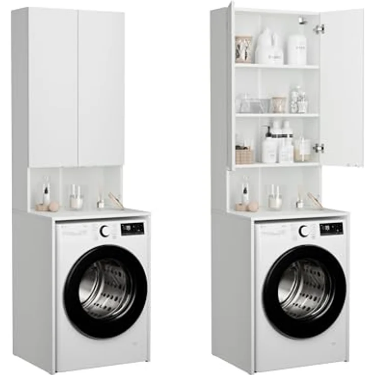 Platan Room Waschmaschinenumbauschrank Badschrank LORA Waschmaschinenschrank Badezimmer Hochschrank 210 x 65 x 50 cm – Bild 2