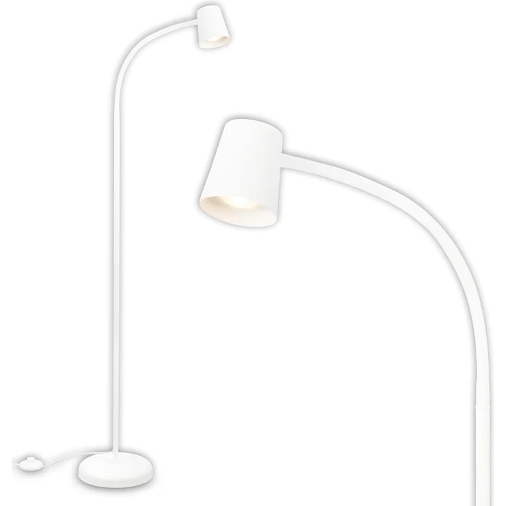 BRILONER – Stehlampe als Deko im Wohnzimmer und Leselampe, Schwenkbare Lampe, Wohnzimmerlampe, Fußtaster, Indirekte Beleuchtung, Weiß – Bild 1