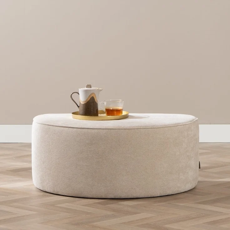 Bronx71 Hocker Lune halbrund Chenille beige – Bild 2