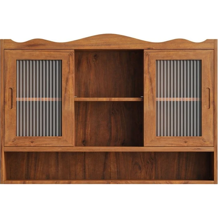 FANNOU Hängeschrank Retro 2-türiger Schiebeschrank, 90 x 60 x 20 cm Wandschrank für Eingangsbereich, Küchen – Bild 1