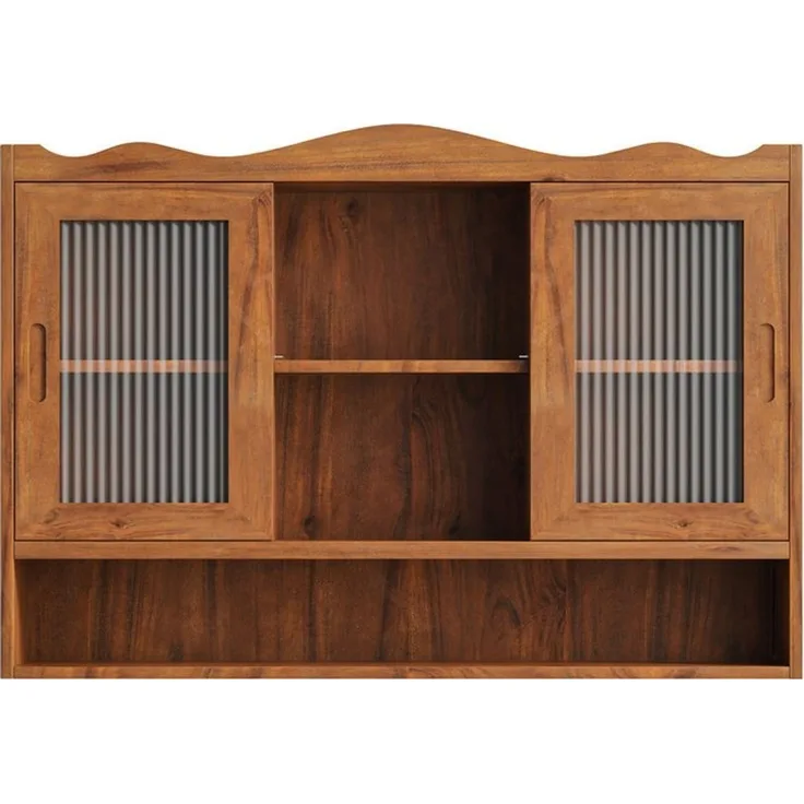 FANNOU Hängeschrank Retro 2-türiger Schiebeschrank, 90 x 60 x 20 cm Wandschrank für Eingangsbereich, Küchen