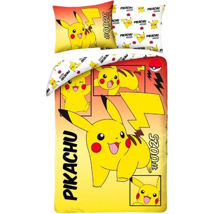 Pokémon Bettwäsche Set aus Baumwolle Bettdeckenbezug 140 × 200 cm mit 70 × 90 cm Kissenbezug
