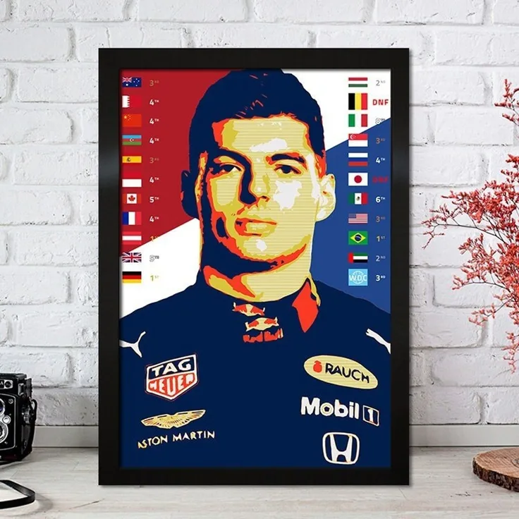 Poster Formel 1 Max Verstappen Rennfahrer Helm Rennwagen Red Bull · Deko Print ohne Rahmen - H / 60x90 cm