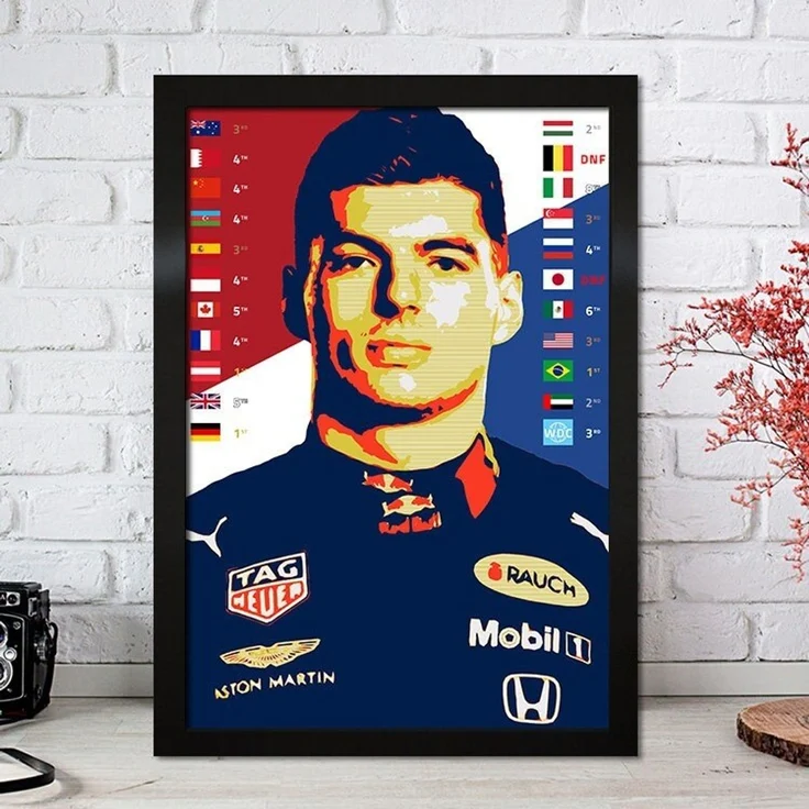 Poster Formel 1 Max Verstappen Rennfahrer Helm Rennwagen Red Bull · Deko Print ohne Rahmen - H / 60x90 cm