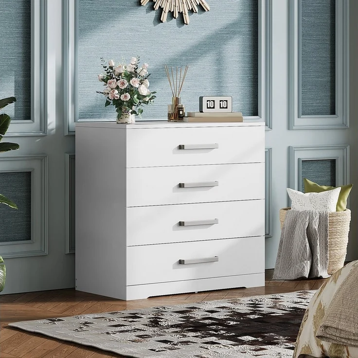 WLIVE Kommode mit 4/5 Schubladen, Moderne Schubladenkommode (Packung, Modernes Sideboard mit 3 Schubladen und 4 Fächern, Breite 75 cm), Vielseitiger Schubladenschrank für Schlafzimmer, Flur & Kinderzimmer – Bild 1
