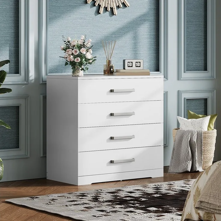 WLIVE Kommode mit 4/5 Schubladen, Moderne Schubladenkommode (Packung, Modernes Sideboard mit 3 Schubladen und 4 Fächern, Breite 75 cm), Vielseitiger Schubladenschrank für Schlafzimmer, Flur & Kinderzimmer