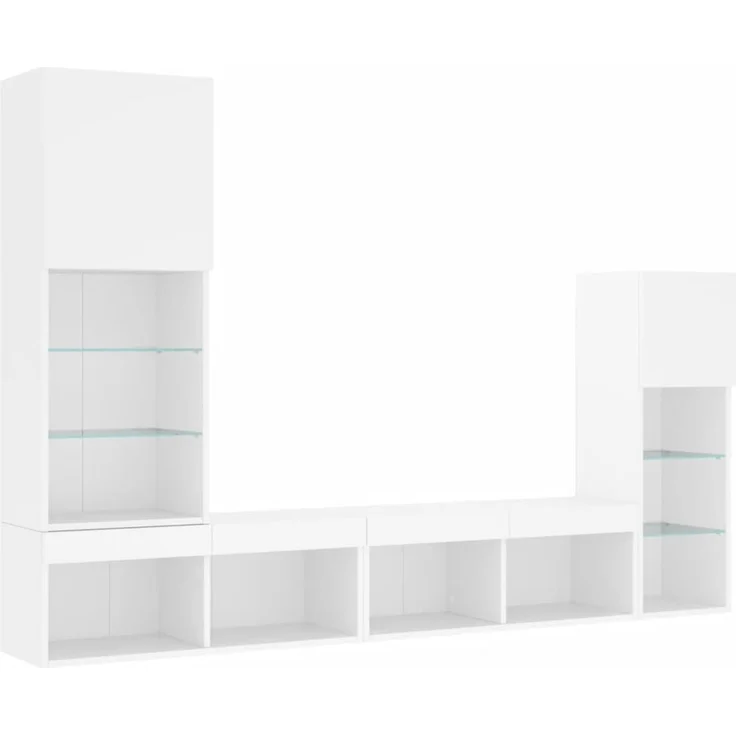 vidaXL 4-tlg. Wohnwand mit LED-Beleuchtung Weiß Holzwerkstoff 3216647 – Bild 3