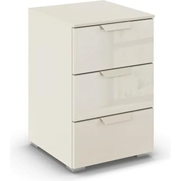 rauch Aditio Box, Nachttisch, 2 Schubladen, mit Glasfront, mit Softclose-Funktion, Farbe Beige, BxHxT 40x61x42cm