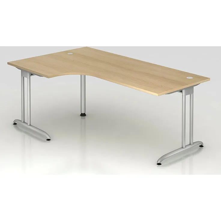 Winkeltisch BS82 C-Fuß 200x120cm 90° Nussbaum Gestellfarbe: Silber
