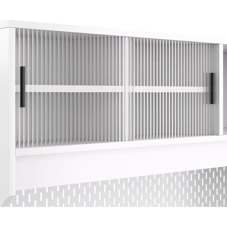 ZUBALIYA Hängeschrank (117 x 30 x 170 cm), 2 Türen, Schiebetüren, Stauraum für Wohnbereich, Küche oder Bad entsprechend dem Aufstellort, Weiß – Bild 17