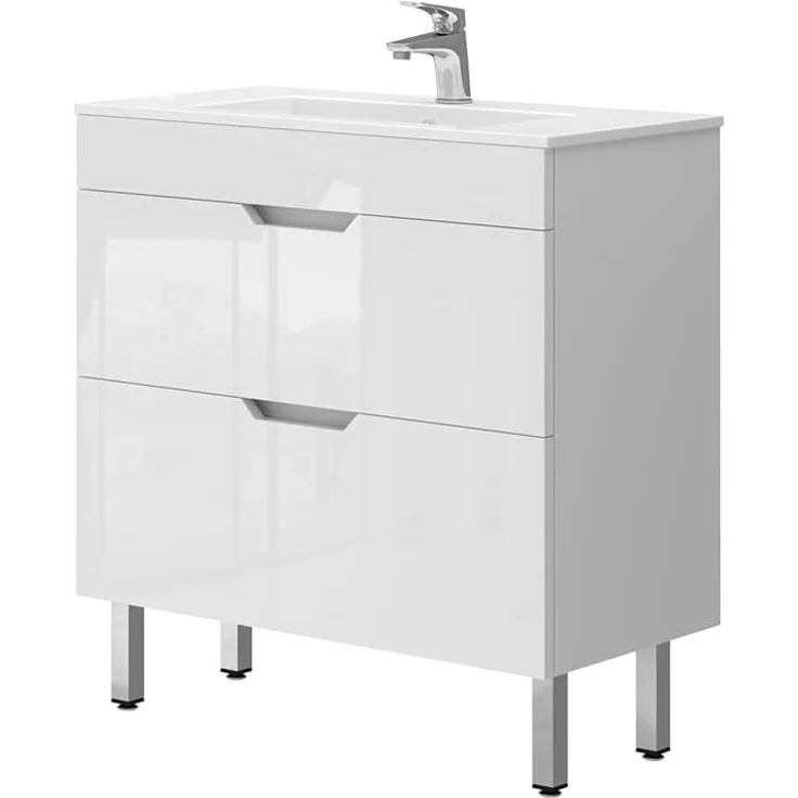 Waschbeckenunterschrank Clayton Weiß 2 Teile, Unterschrank 80 cm Vicco – Bild 1