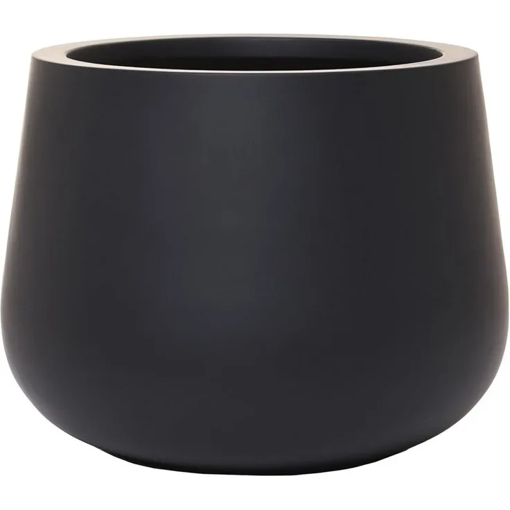 VIVANNO Blumentopf Fiberglas GIRAR Rund - Anthrazit Matt (1 St), 49x37 cm
