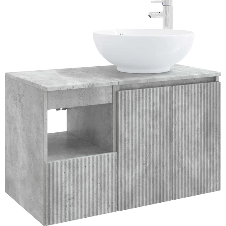 vidaXL Badezimmerschrank-Set 2 stk. Betongrau 79,5 x 44,5 x 80 cm 3404087 – Bild 2