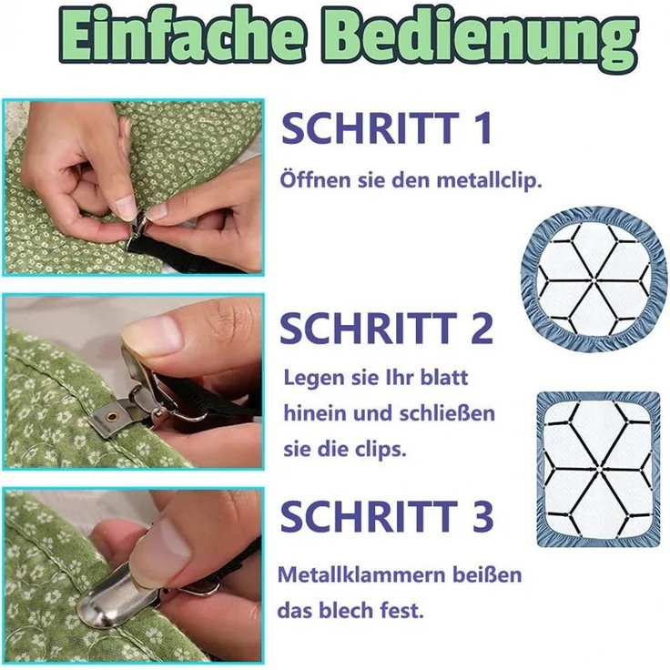 FELIXLEO Spannbettlaken Bettlakenspanner Elastische Verstellbare Bettlaken Verschlüsse, (2 Stück) – Bild 2