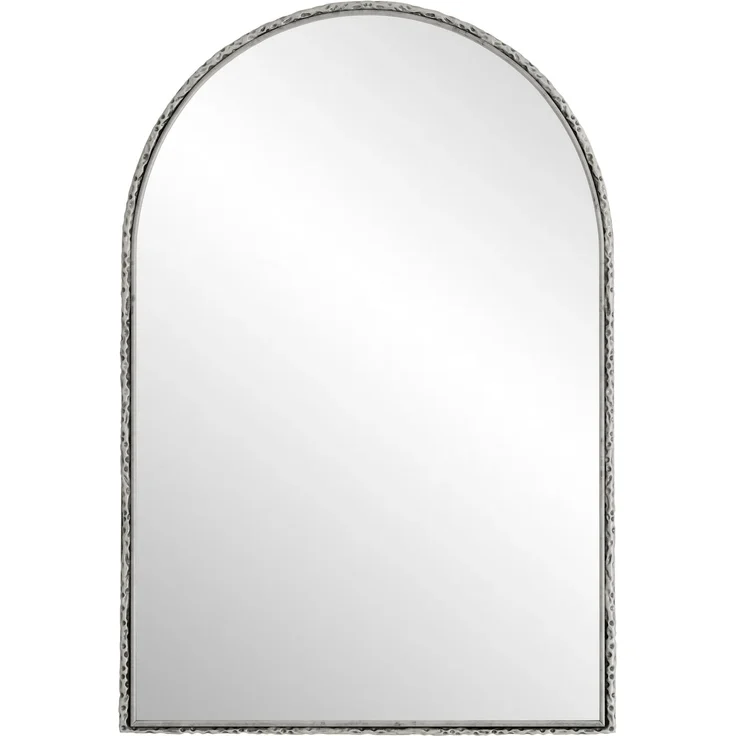 Flieks Badspiegel mit Bogenform, Wandspiegel mit Eisenkunst-Dekor, 61 x 91 cm, Silber – Bild 7