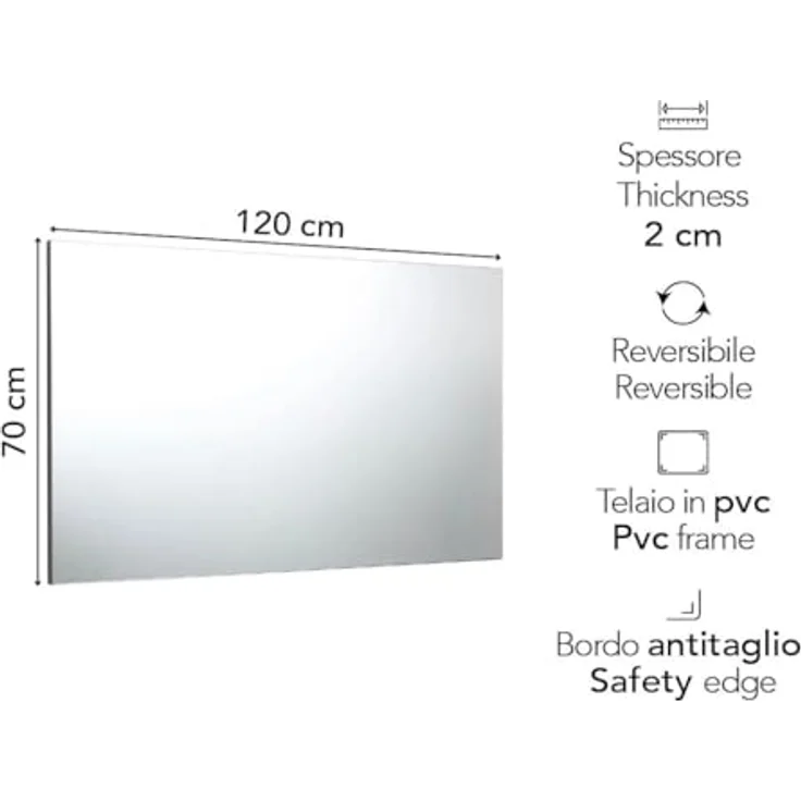 KIAMAMI VALENTINA Kristallspiegel umkehrbar 120x70 cm, grauer ABS-Rahmen, 2 cm Dicke – Bild 2
