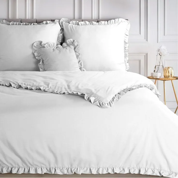 Design91 Bettwäsche, Polyester, 3 teilig, mit Rüschen