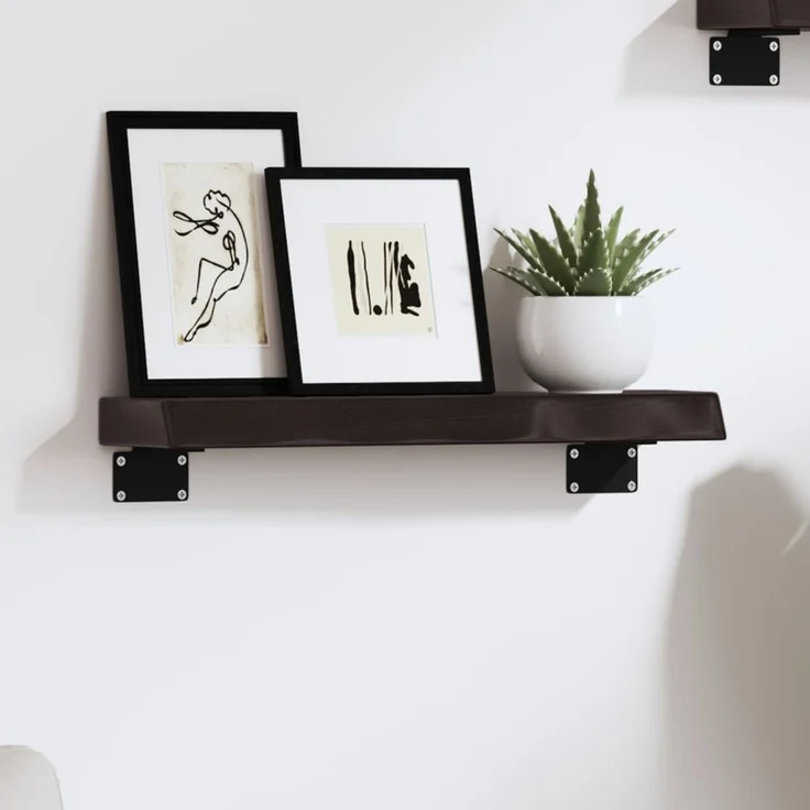 Wandregal, Hängeregal Dunkelbraun 40x10x4 cm Massivholz Eiche Behandelt de6014 – Bild 2