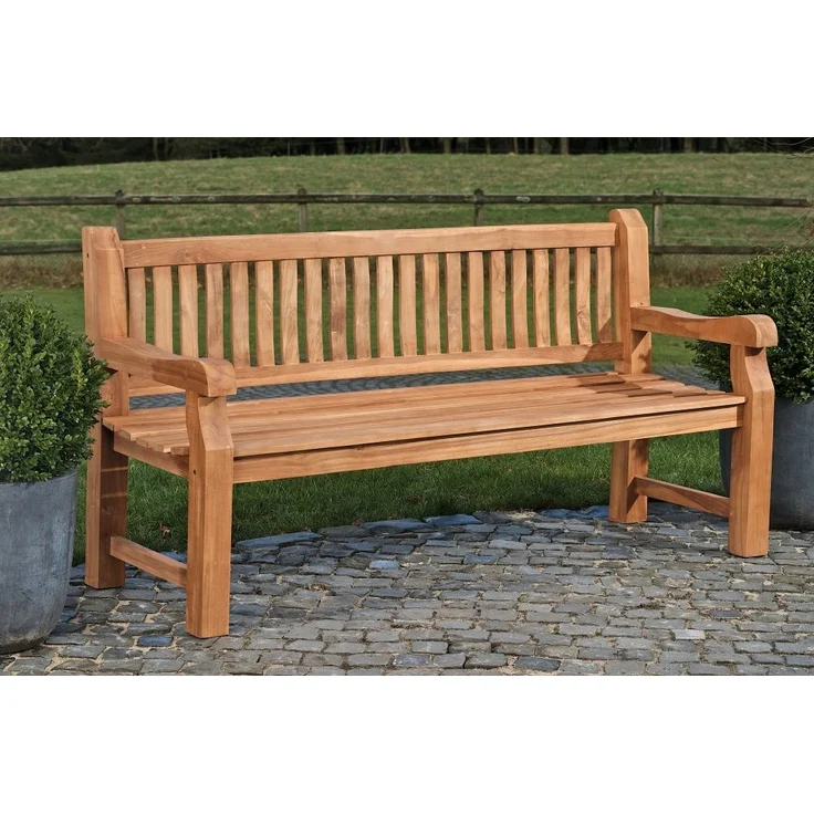 Gartenbank Teakbank HIBAS - Holz Teak 180x61x93 cm | Holzbank 180 Cm Gartenbank Sitzbank Mit Lehne Wetterfest Bank Garten Terrasse – Bild 2