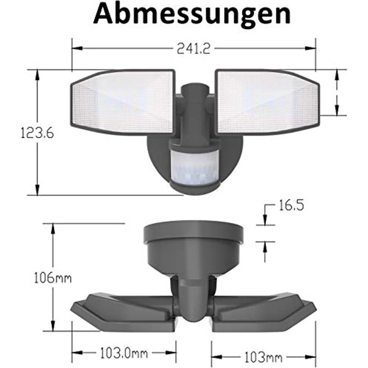 Northpoint LED Wandstrahler Bewegungsmelder 2 Fluter-Köpfe Schwenkbar Batterie 400L – Bild 5