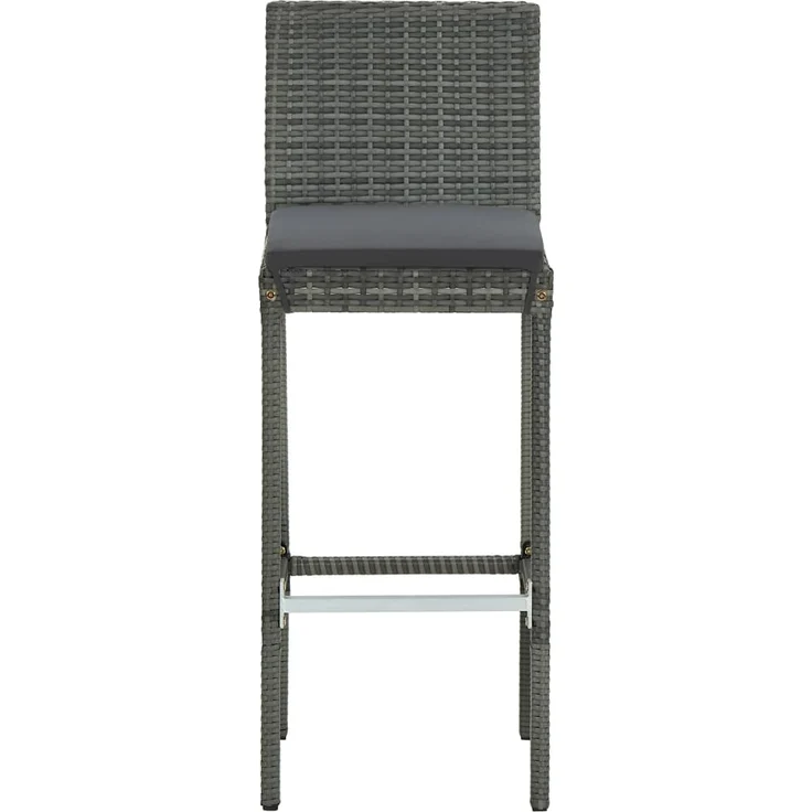 vidaXL Garten-Barhocker mit Kissen 4 Stk. Grau Poly Rattan 316671 – Bild 3