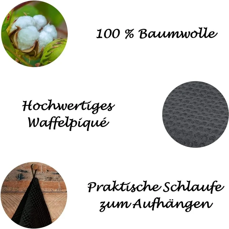 Engelland Geschirrtuch Poliertuch, (Vorteils-Set, 3-tlg, Waffel-Pique), 100 % Baumwolle, integrierte Aufhängeschlaufe, 70 x 50 cm – Bild 4