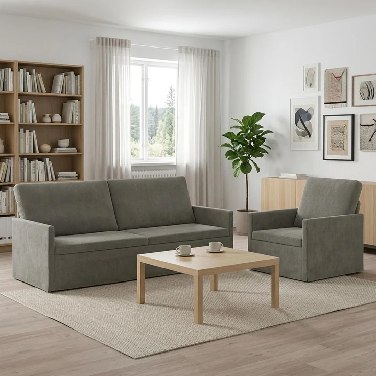vidaXL Sofa-Set 2 pcs Hellgrau Cordstoff 3433254 – Bild 1