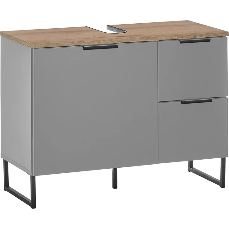 Badezimmer-Set >Denver< (3-tlg.) in grau matt / Evoke Eiche Dekor - 160x195x35 (BxHxT) – Bild 3