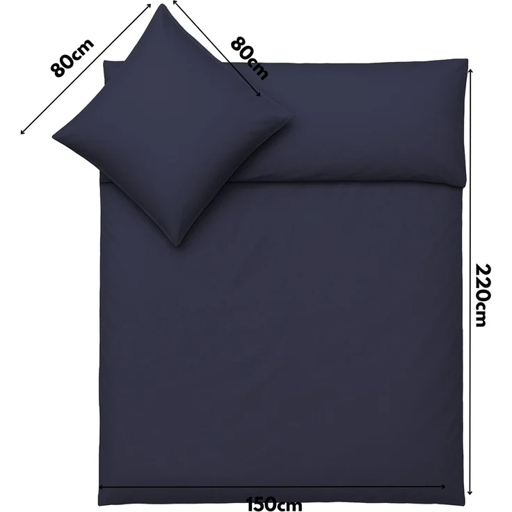 Julido Jersey Bettwäsche 155x220 80x80 Baumwolle Set Druckknopf weich Marineblau – Bild 2
