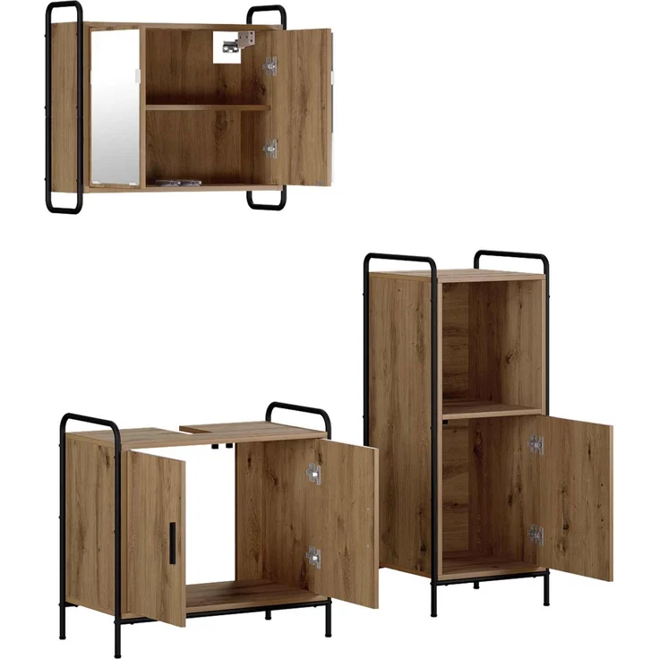 vidaXL Badezimmerschrank-Set 3 stk. Artisan-Eiche 40 x 36 x 99,5 cm 3444500 – Bild 6